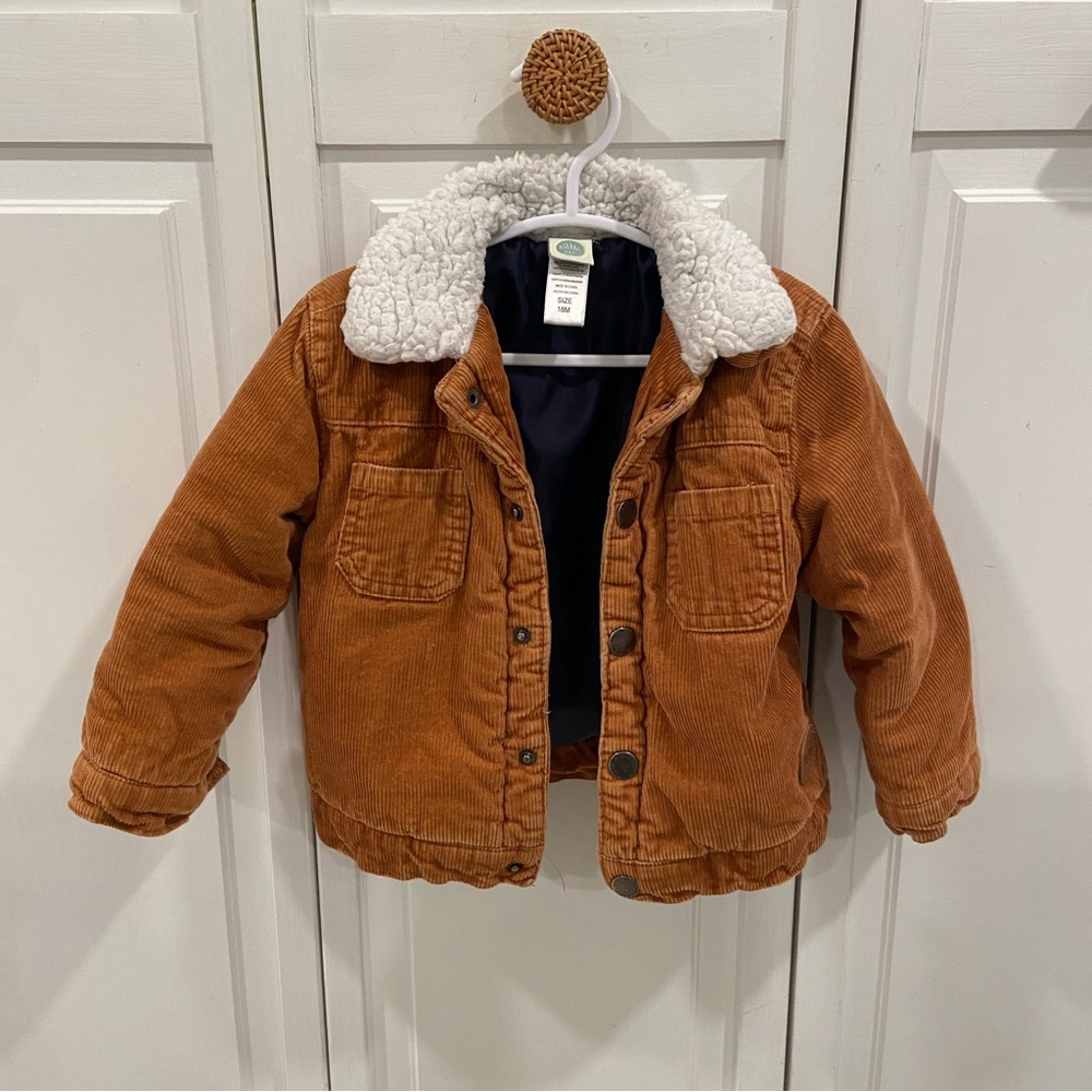 Little Me Brown Corduroy Jacket with Sherpa Collar 18M